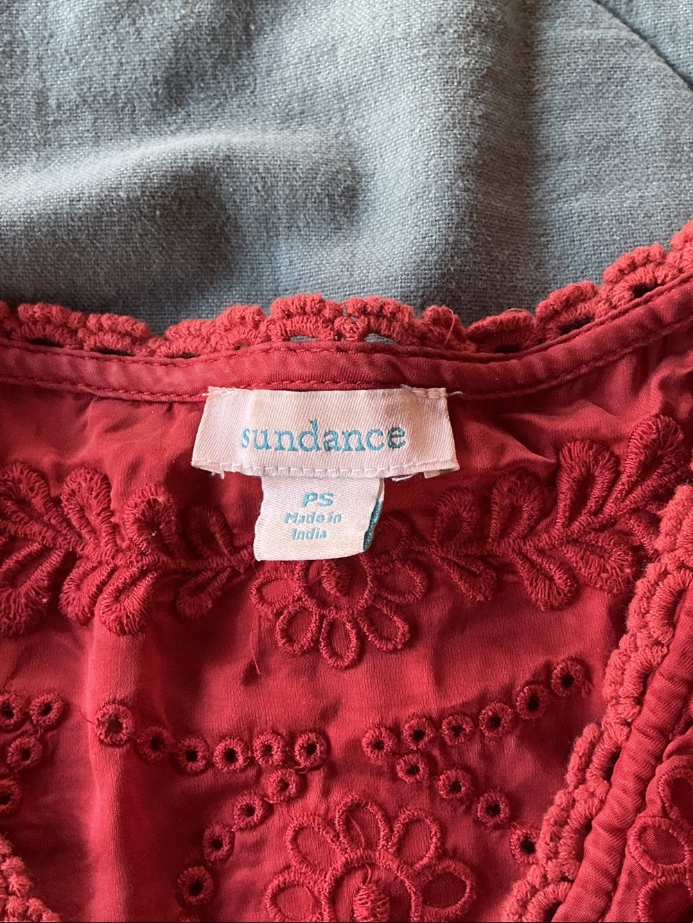 Sundance Coral Red Eyelet Embroidered Girls Dress